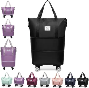 Kulken Travel Bag with Wheels - 2025 New Large Capacity Travel Bag - Universal Wheel Removable (Black)