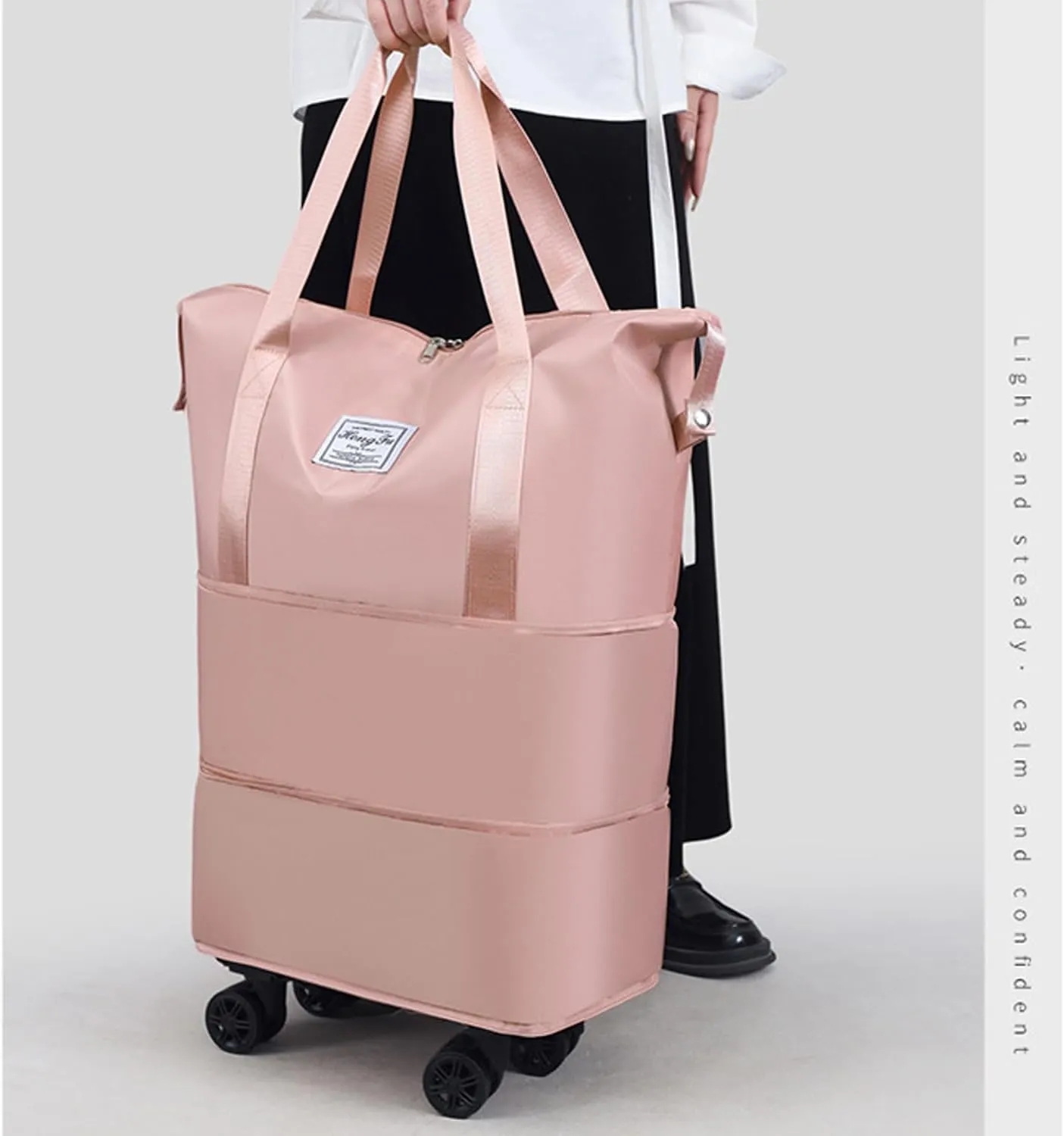 Kulken Travel Bag with Wheels - 2025 New Large Capacity Travel Bag - Universal Wheel Removable (Light purple)