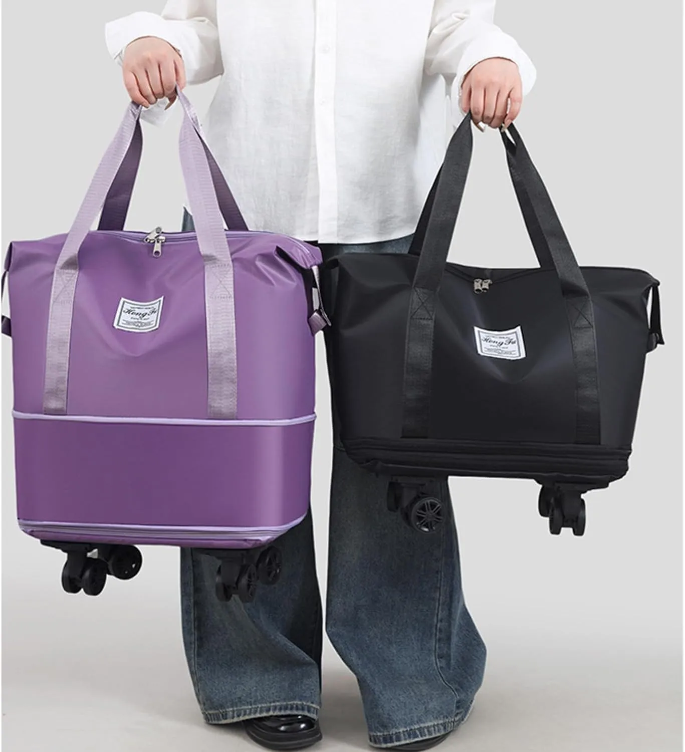 Kulken Travel Bag with Wheels - 2025 New Large Capacity Travel Bag - Universal Wheel Removable (Light purple)