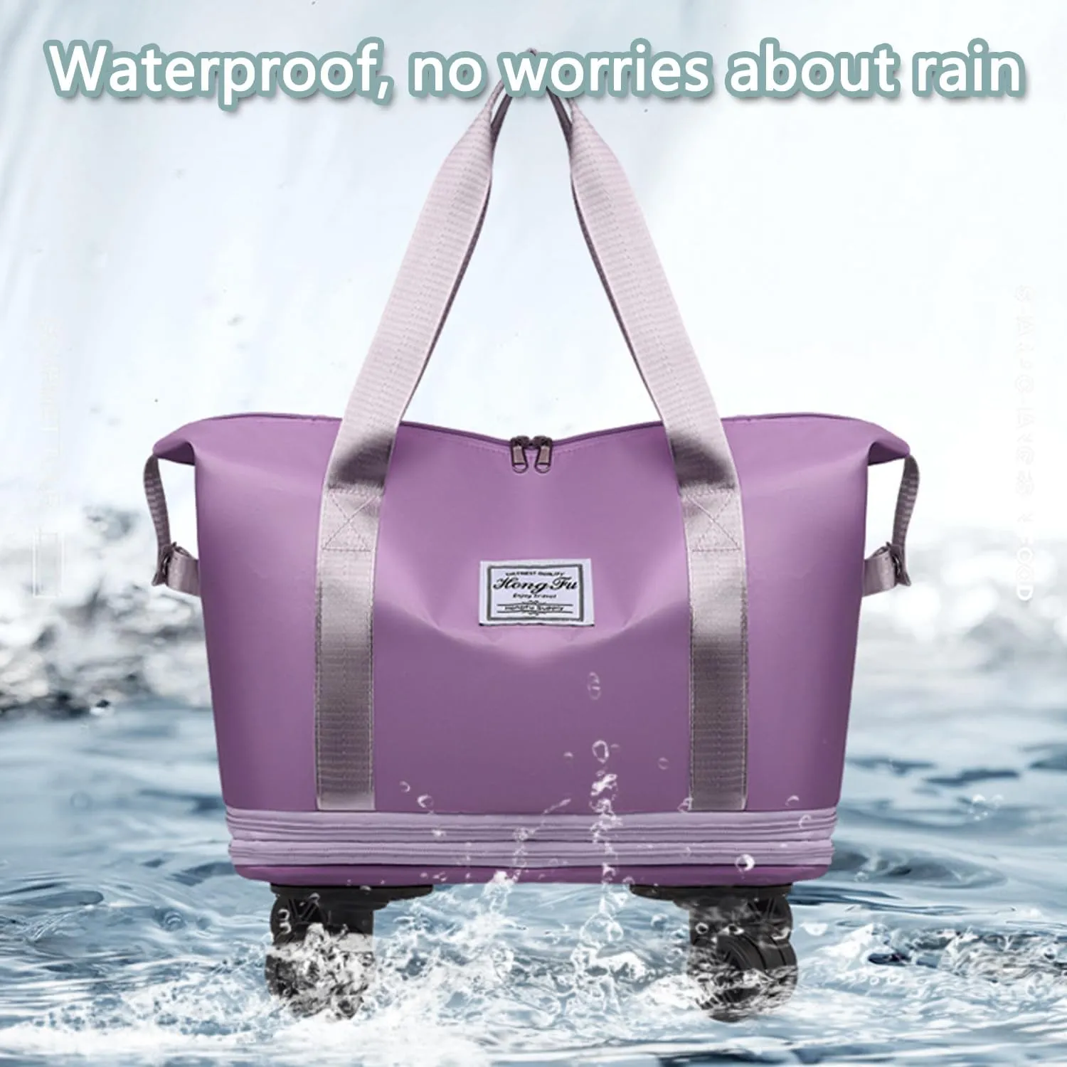 Kulken Travel Bag with Wheels - 2025 New Large Capacity Travel Bag - Universal Wheel Removable (Light purple)