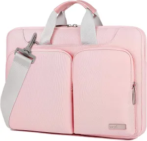 Lacdo 360° Protective Laptop Shoulder Bag, 15-15.6 inch Laptop Sleeve Case for Acer HP Lenovo Dell ASUS Laptop, Acer Aspire, HP Pavilion, Dell Inspiron, Lenovo IdeaPad,ASUS ZenBook Computer Bag, Pink