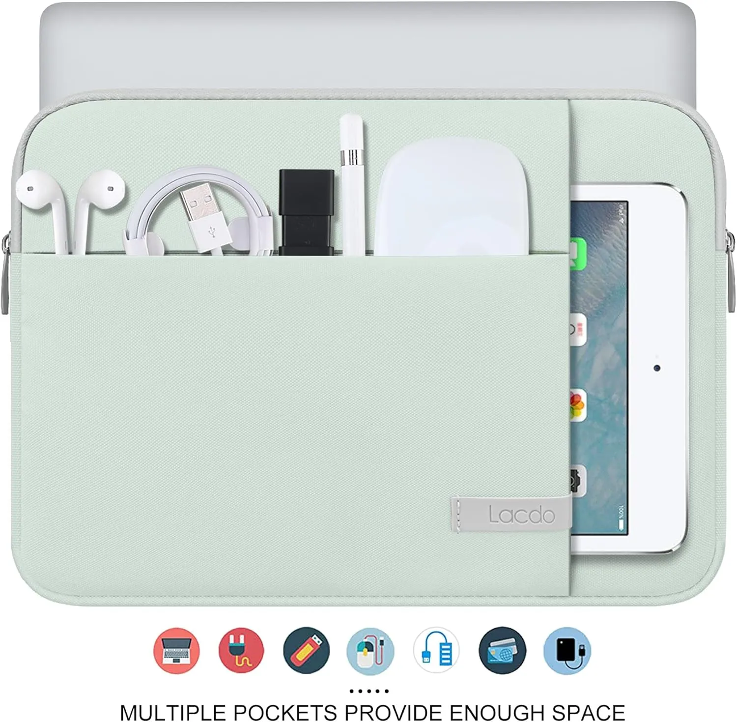 Lacdo Chromebook Case 11 Inch Laptop Sleeve for 11 Inch Acer HP Lenovo Dell Samsung ASUS Chromebook Spin 3 11, 13 inch New Surface Pro 11 Copilot PC / 10 9 8 X, 11.6" MacBook Air Computer Bag, Green
