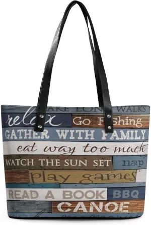 Lake Rules Fashion Tote Bag for Women Handbags Large Capacity Shoulder Bags Purses with Zippered