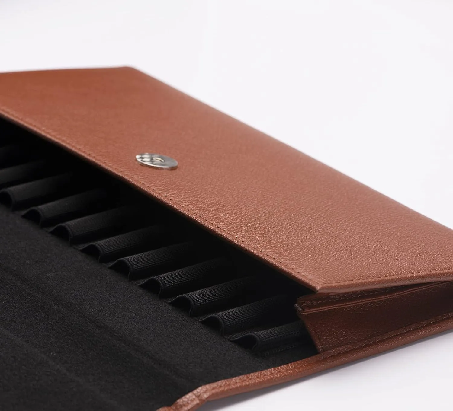 Lanxivi 12 Coffee PU Leather Fountain Pen Case Organizer Bag Portfolio, Protective Sleeve Cover Pen Holder with Divider Slot for Rollerball Pen, Pencil Collection