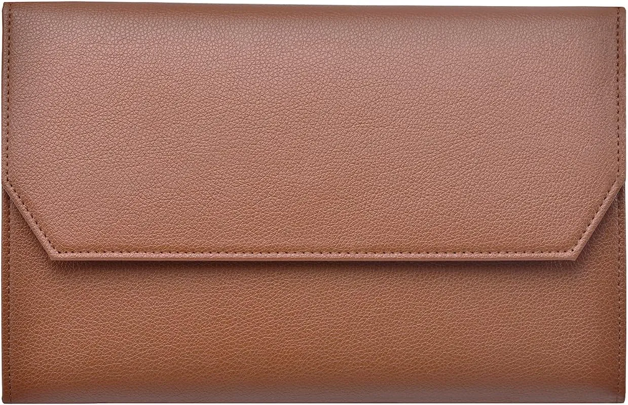 Lanxivi 12 Coffee PU Leather Fountain Pen Case Organizer Bag Portfolio, Protective Sleeve Cover Pen Holder with Divider Slot for Rollerball Pen, Pencil Collection