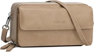 Lanyani RFID Crossbody Wallet Wristlet Purse with Phone Pocket For Women Vegan Leather