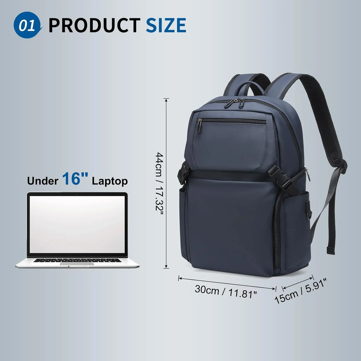 Laptop Backpack Airline Approved 30L for Men Women Fit 16 Inch Laptops Oxford Carry on Luggage Weekender Daypack for Travel Business Work (Dark Blue)