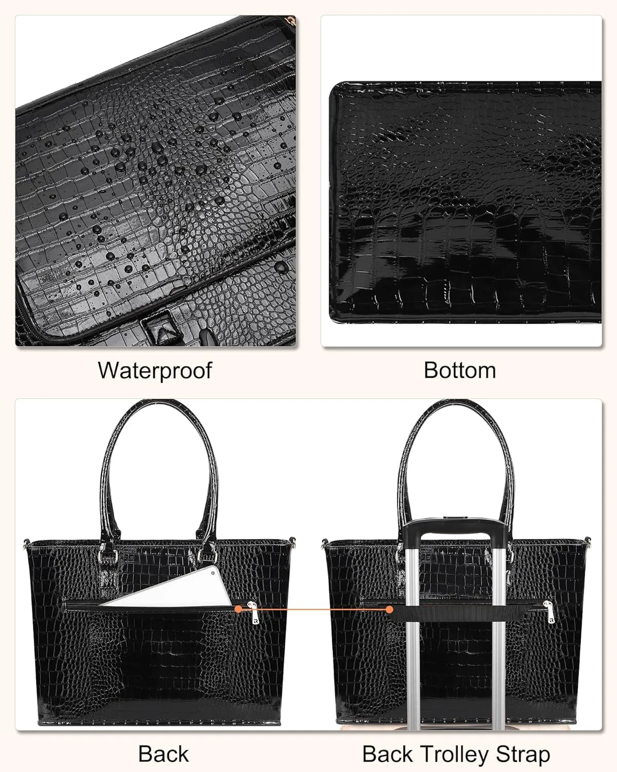 Laptop Bag for Women 17 Inch Stand-up Business Briefcase Office Work Bag Large Teacher Tote Bag Computer Bag with Compartment and Shoulder Strap Gifts for Women Handbag Satchel