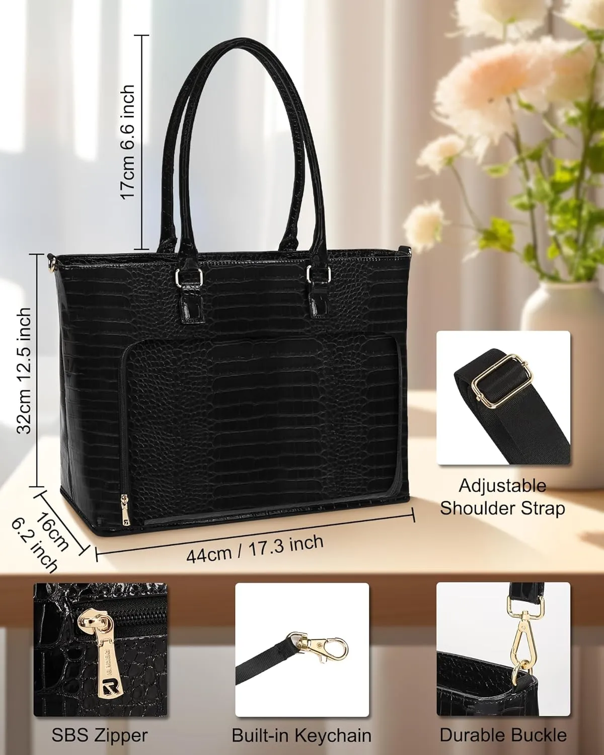 Laptop Bag for Women 17 Inch Stand-up Business Briefcase Office Work Bag Large Teacher Tote Bag Computer Bag with Compartment and Shoulder Strap Gifts for Women Handbag Satchel