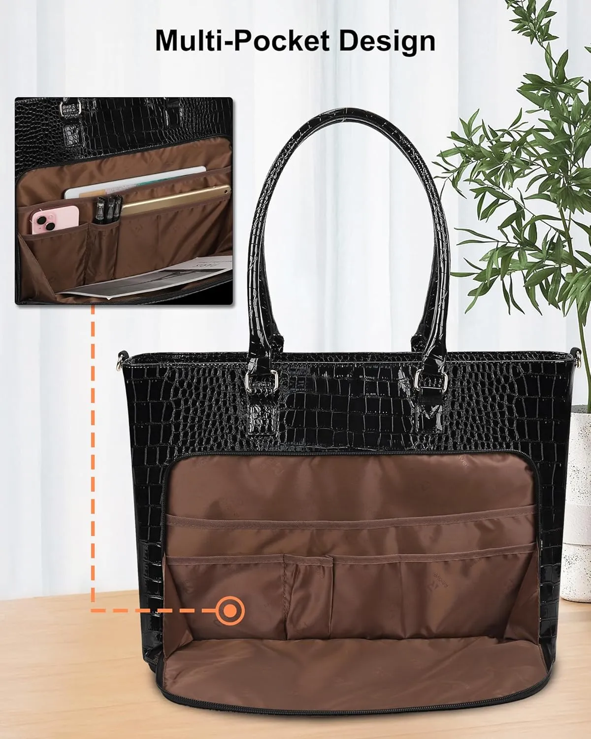 Laptop Bag for Women 17 Inch Stand-up Business Briefcase Office Work Bag Large Teacher Tote Bag Computer Bag with Compartment and Shoulder Strap Gifts for Women Handbag Satchel