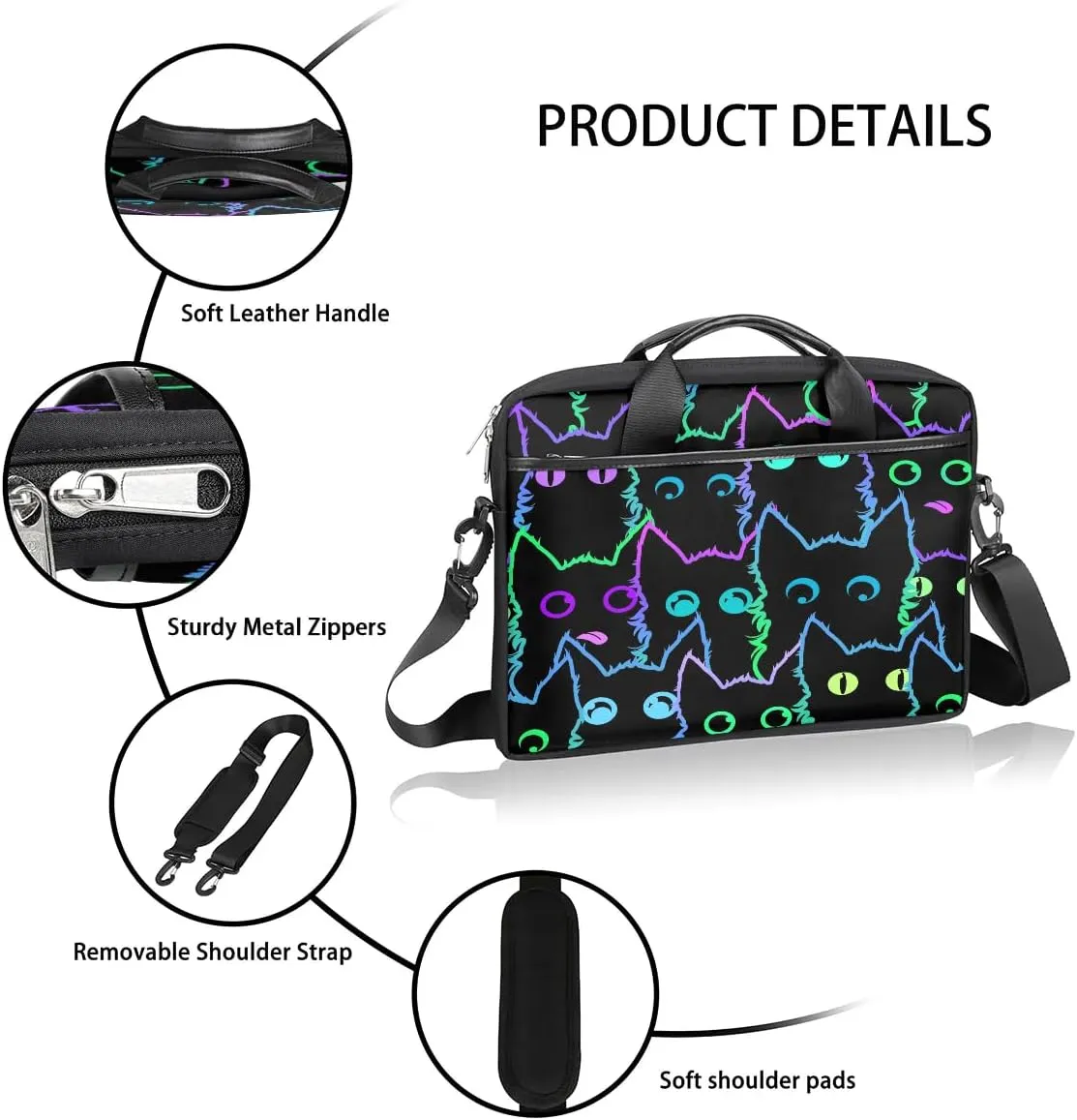 Laptop Bag for Women Men, 15.6 inch Messenger Shoulder Bags, Water Resistant Computer Bag Sleeve