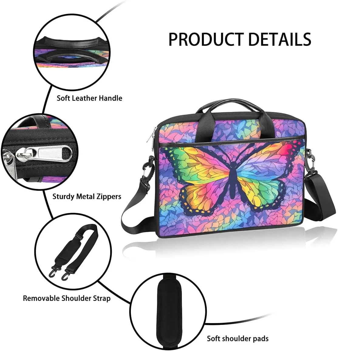 Laptop Bag Waterproof Laptop Shoulder Bag with Adjustable And Removable Shoulder Strap Fits Laptop 13-15.6 Inch