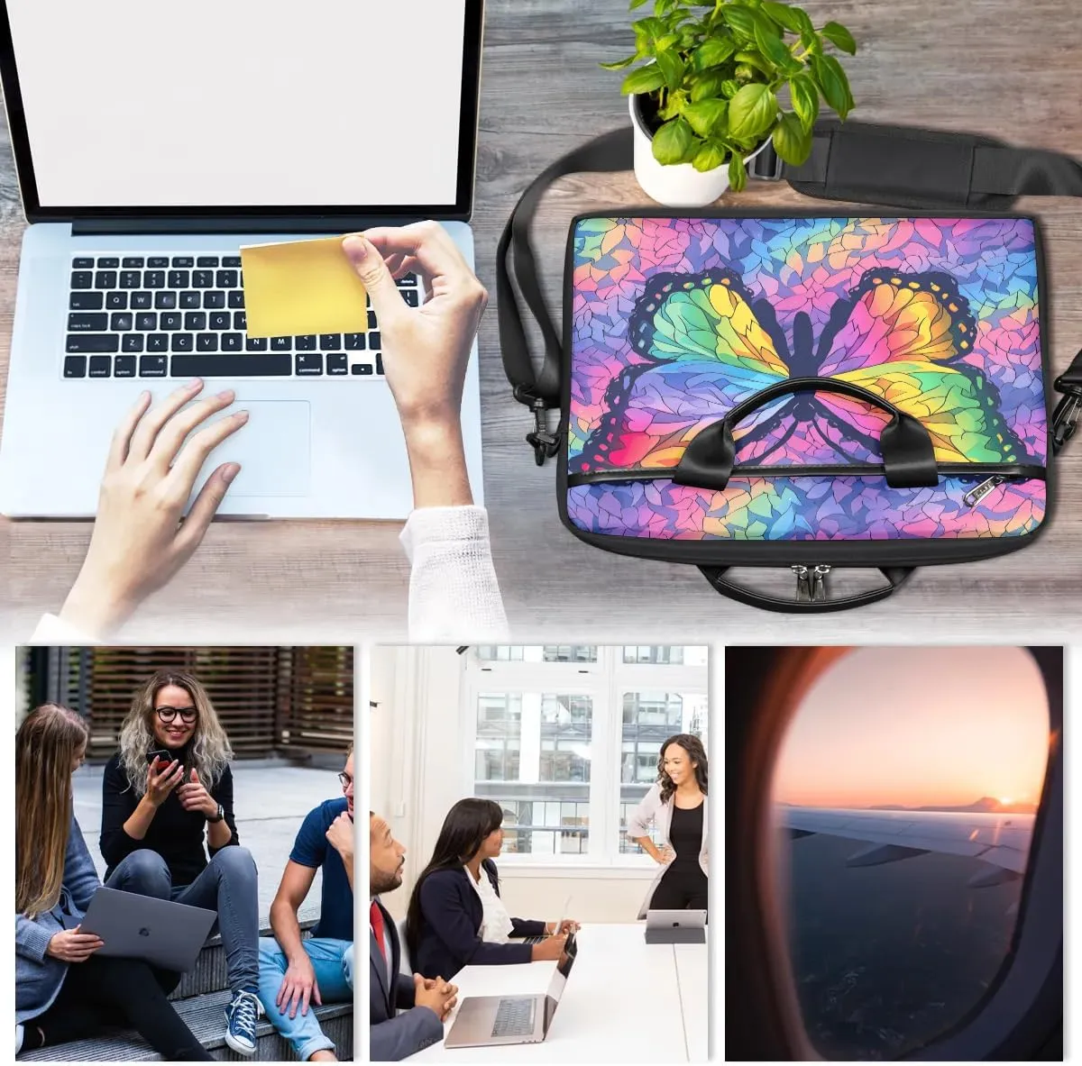 Laptop Bag Waterproof Laptop Shoulder Bag with Adjustable And Removable Shoulder Strap Fits Laptop 13-15.6 Inch