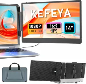 Laptop Screen Extender, 14" Portable Monitor for Laptops 13-17", 1080P FHD IPS Monitor Extender for Laptop with USB-C/HDMI Port, Plug n Play for Windows/Chrome/Mac/Switch/PS5