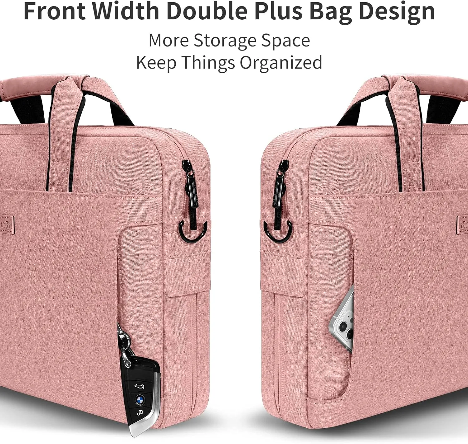 Laptop Shoulder Bag, 13-14-15-15.6-17.3 Inch Laptop/Tablet, Water-Repellent Fabric, Business for Men Women (17.3 inch, Pink)