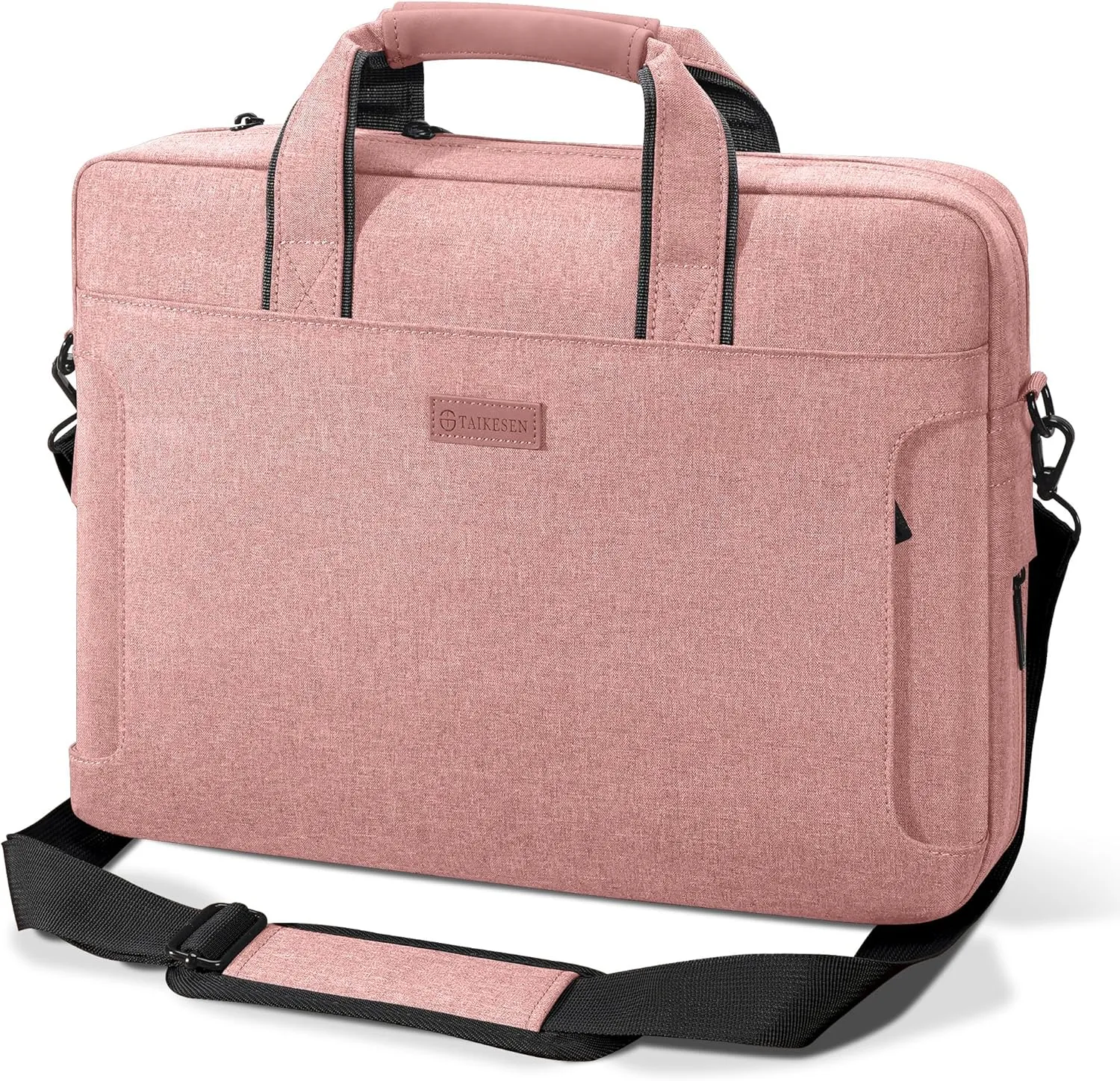 Laptop Shoulder Bag, 13-14-15-15.6-17.3 Inch Laptop/Tablet, Water-Repellent Fabric, Business for Men Women (17.3 inch, Pink)