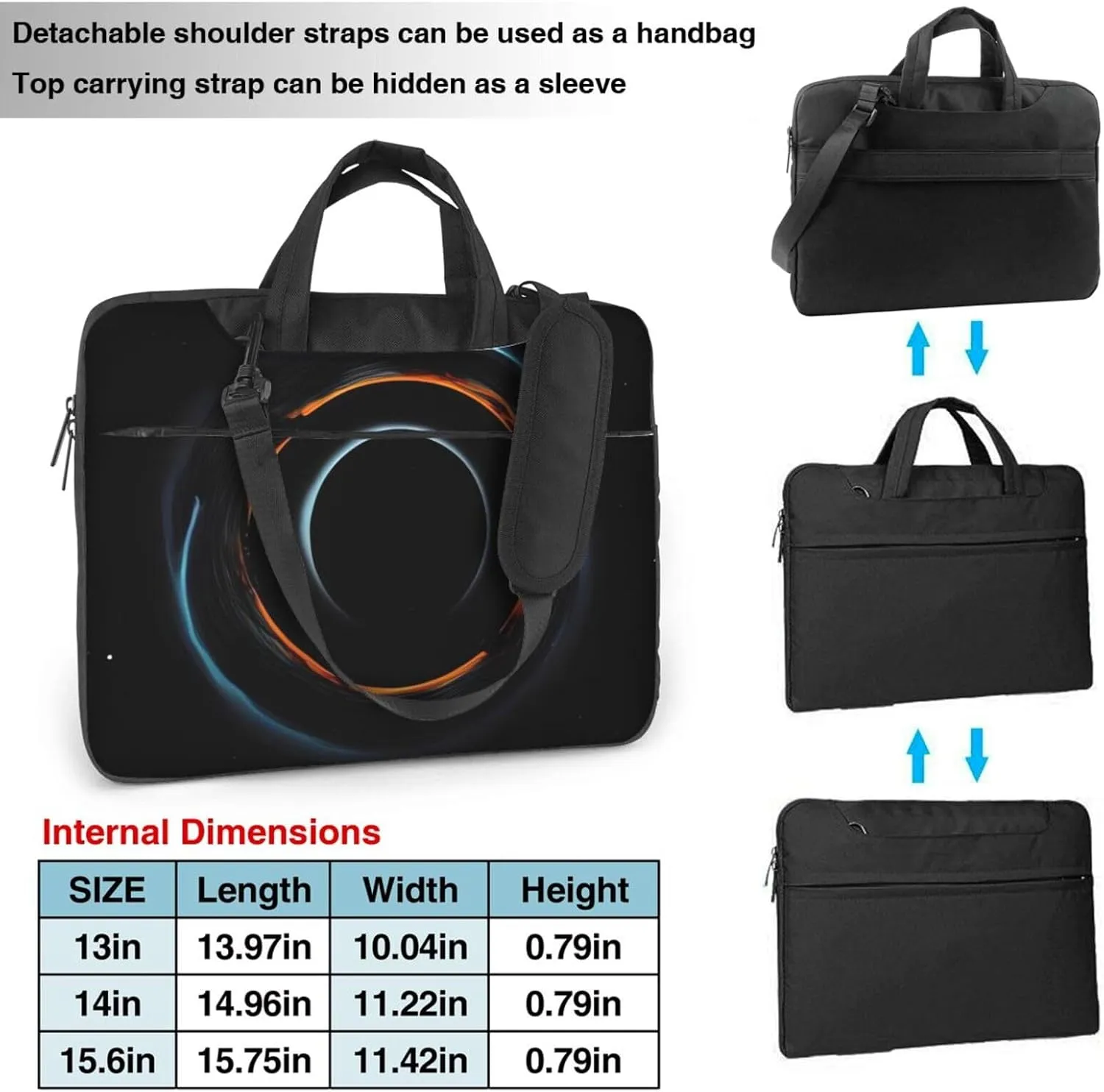 Laptop Shoulder Bag Messenger Bag for Men Women Mysterious Cosmic Black Holes Laptop Bag Computer Bag