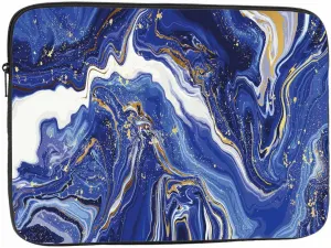 Laptop Sleeve Bag 15.4 15.6 Inch,Blue Marble and Gold Powder Natural Luxury Style Swirls Protective Polyester Computer Cases Laptop Cover Briefcase Bag Tablet Travel Cover