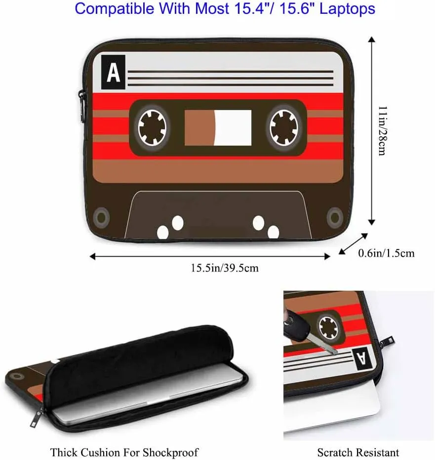 Laptop Sleeve Bag 15.4 15.6 Inch,Colorful Retro Audio Cassettes Tape Music Protective Polyester Computer Cases Laptop Cover Briefcase Bag Tablet Travel Cover