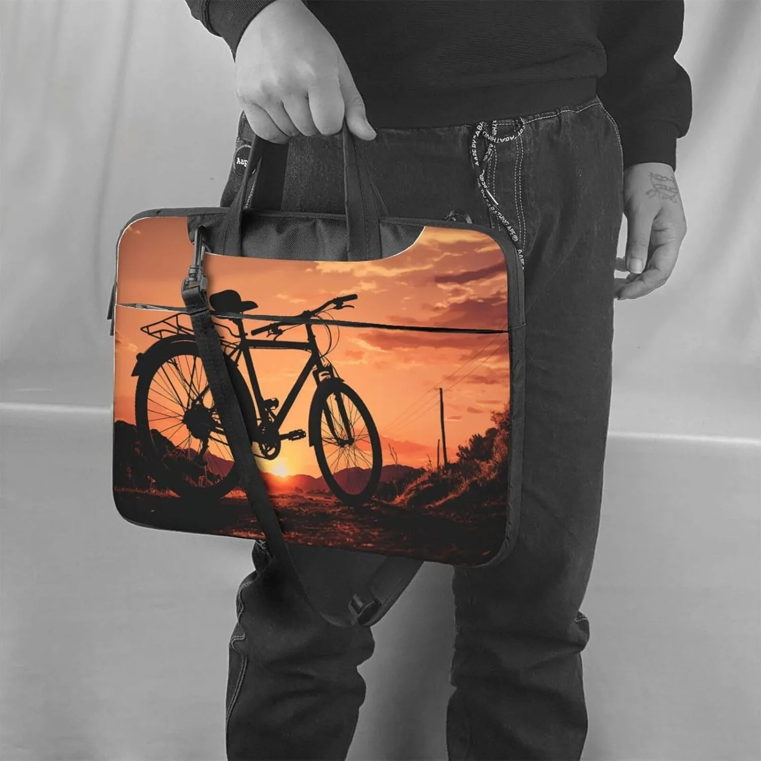 Laptop Tote Bag Men Women Road bicycle Shoulder Laptop Sleeve Briefcase Messenger Computer Bag