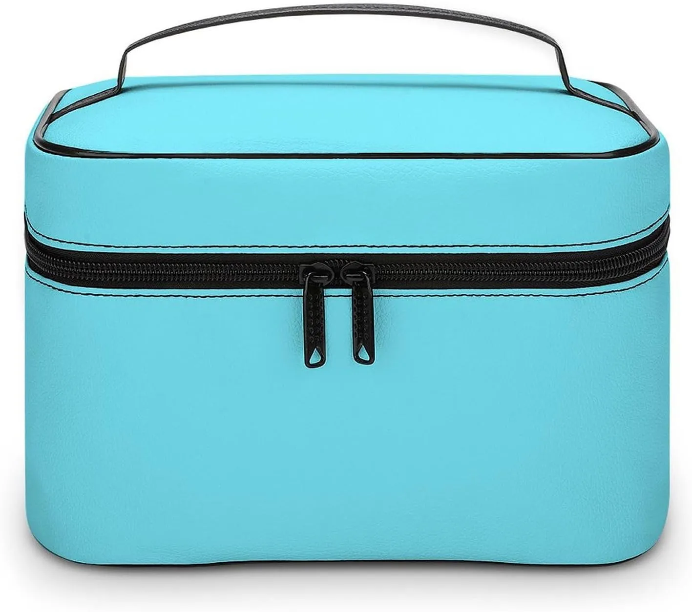 Large Makeup Bag, Solid Color Light Aqua Blue Cosmetic Bag for Women Girls, Portable Toiletry Bag, Travel Make Up Organizer Bag