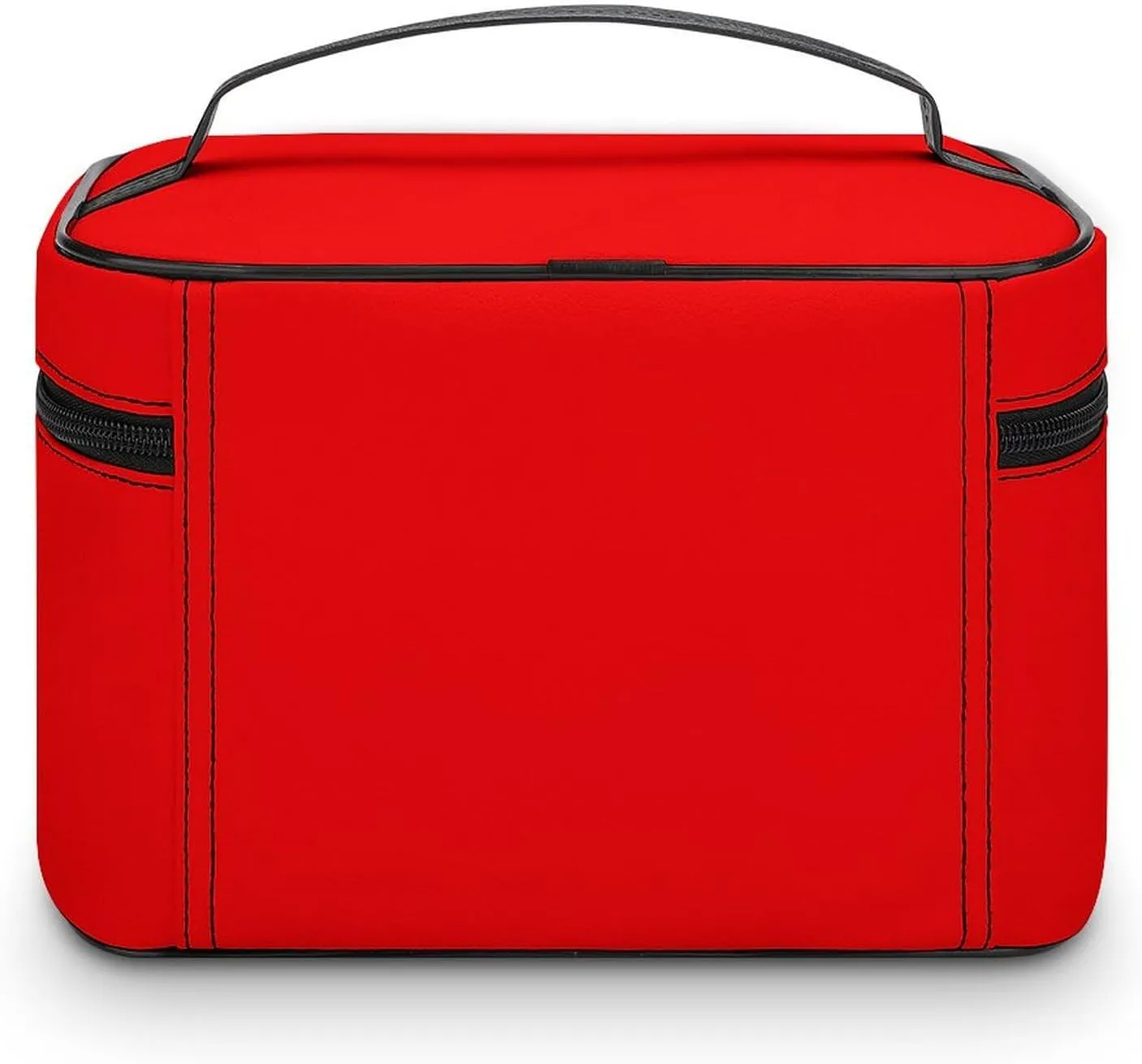 Large Makeup Bag, Solid Neon Red Cosmetic Bag for Women Girls, Portable Toiletry Bag, Travel Make Up Organizer Bag