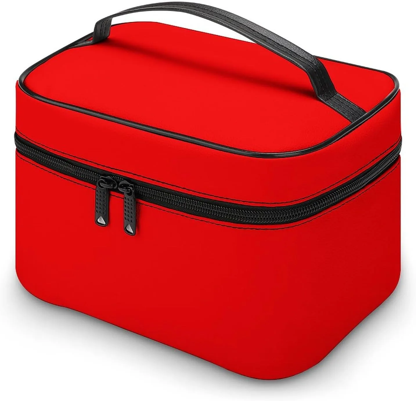 Large Makeup Bag, Solid Neon Red Cosmetic Bag for Women Girls, Portable Toiletry Bag, Travel Make Up Organizer Bag