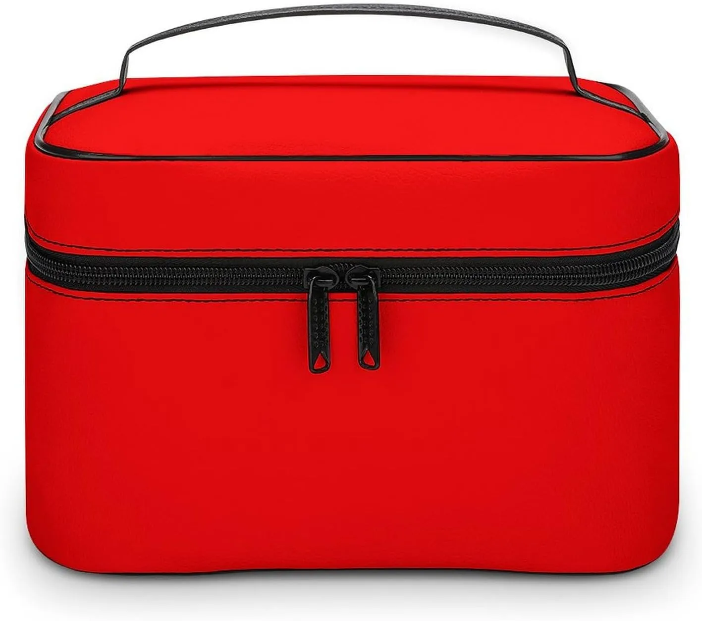 Large Makeup Bag, Solid Neon Red Cosmetic Bag for Women Girls, Portable Toiletry Bag, Travel Make Up Organizer Bag