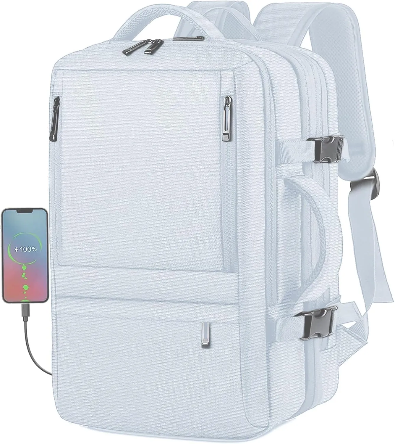 Large Travel Backpack, Carry on Backpack for Women, 40L Expandable Flight Approved Laptop Backpack Waterproof Business Luggage Suitcase Daypack with USB Charging Port, Travel Gifts for Women, Blue