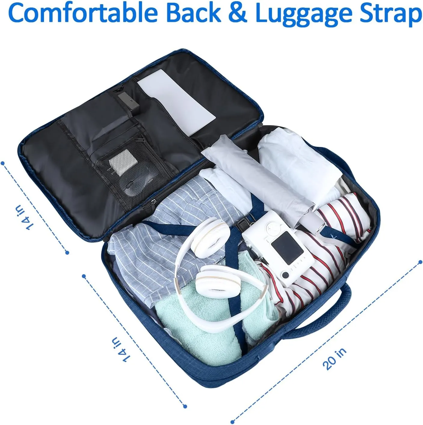 Large Travel Laptop Backpack for Men, 50L Carry On Backpack Flight Approved, Expandable Laptop Bag Water Resistant Overnight Weekender Gym Daypack Traveling Backpack, Traveler Gifts, Blue