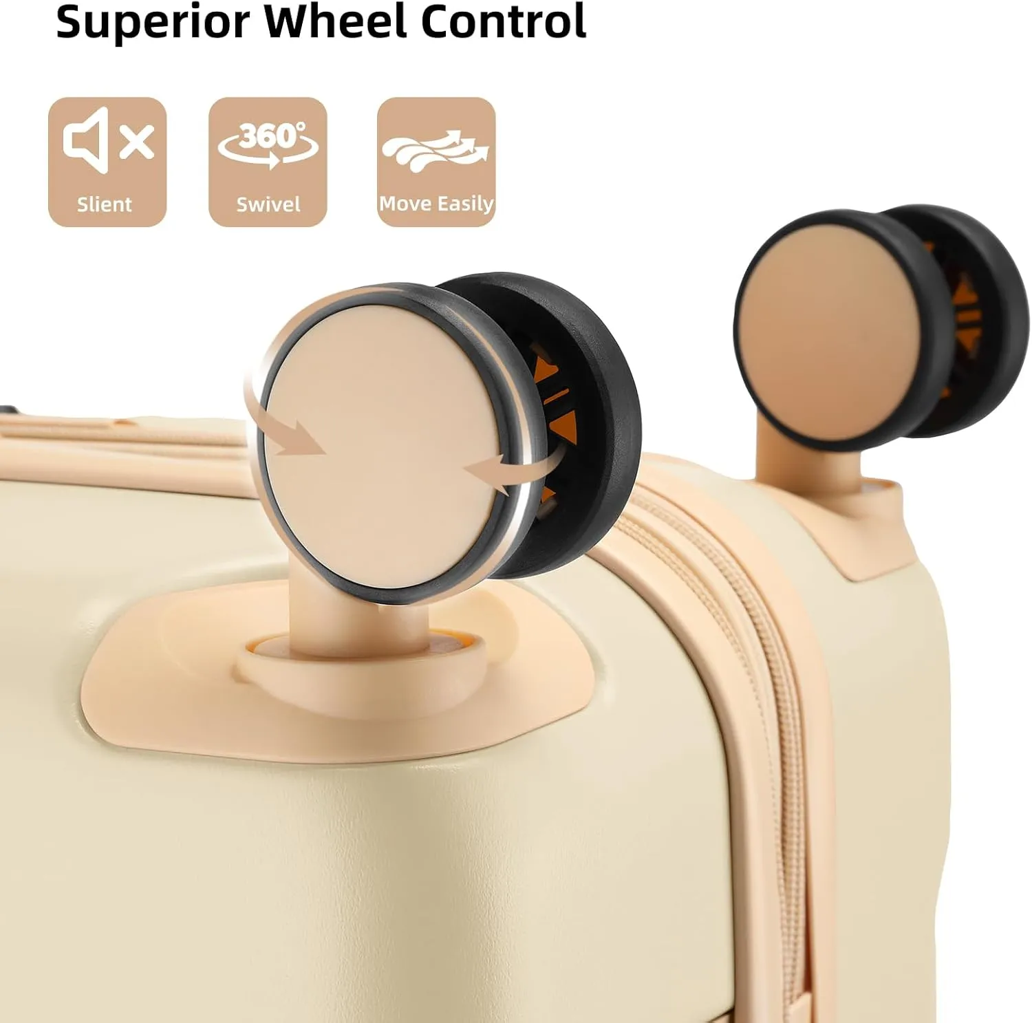 LARVENDER Luggage Sets 3 Piece Expandable Carry on Luggage 22x14x9 Airline Approved Hardshell Suitcase with Wheels TSA Lock, Lightweight Suitcase Set for Women with Travel Backpack, Cloud Cream