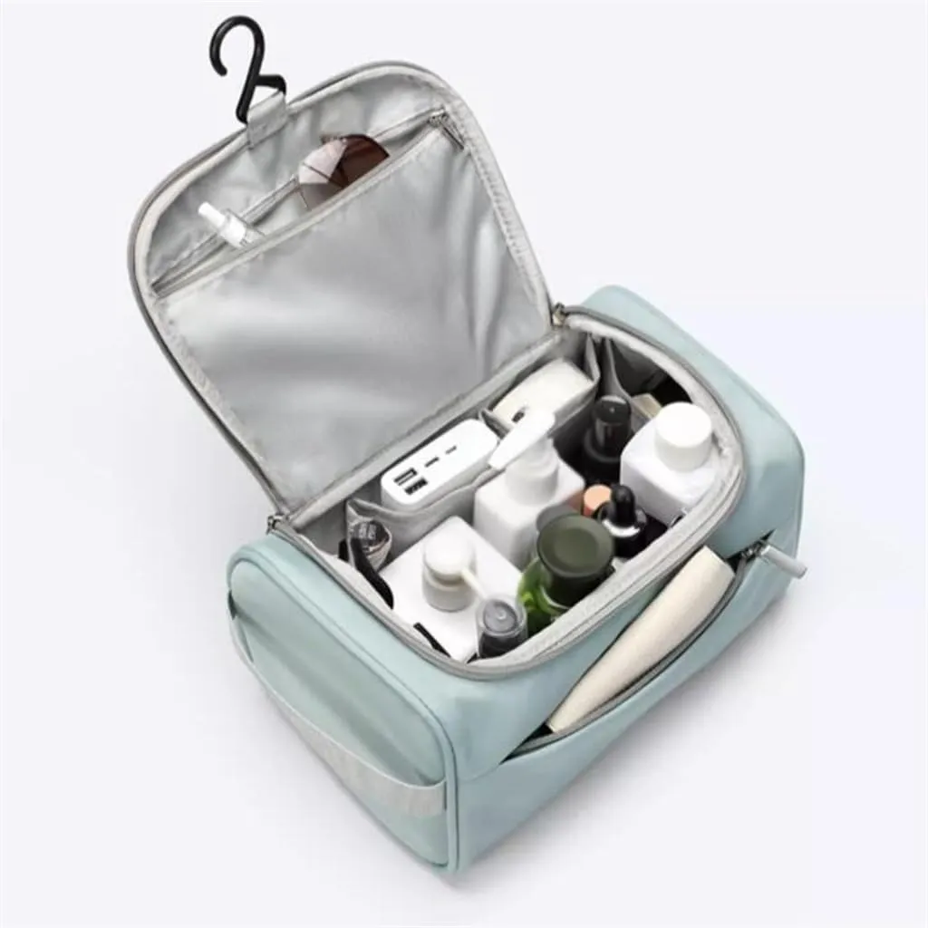 Lazy person storage bag, portable travel makeup bag, large capacity solid color portable wash bag