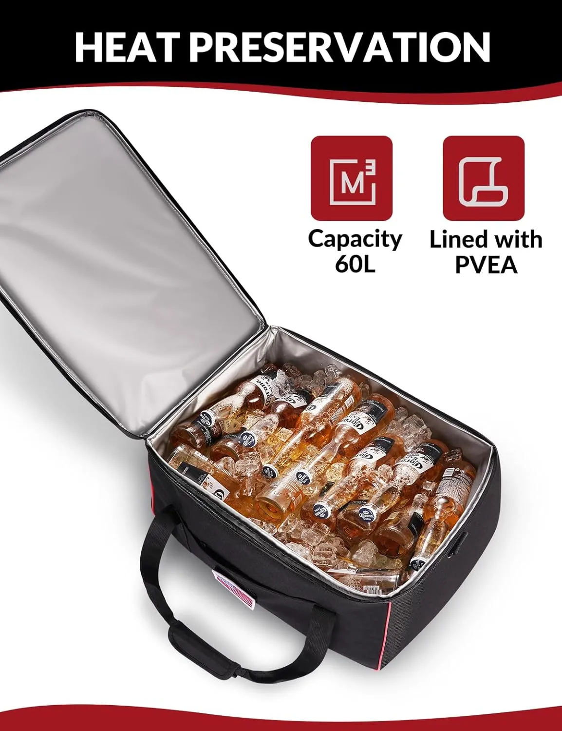 Leakproof Motorcycle Tail Bag Cooler Bag,Insert Cooler Compatible with 65L&85L Motorcycle Top Case,Portable Waterproof Beverage Cooler Bag for Long Rides