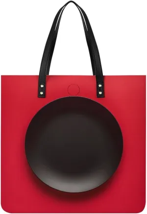 Leather Handbag for Women Tote Bag with Magnetic Buckle Red Black Plate Crossbody Bag Shoulder Bag