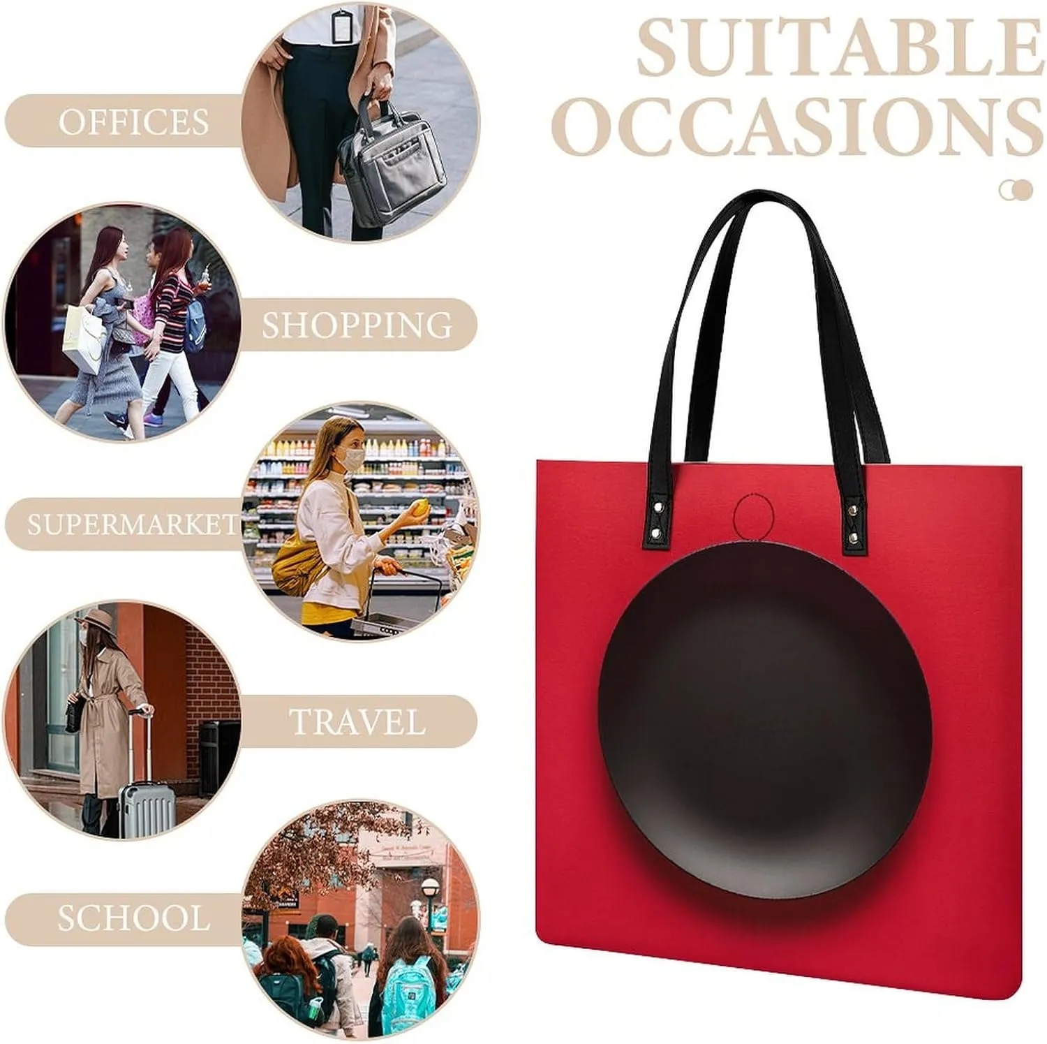 Leather Handbag for Women Tote Bag with Magnetic Buckle Red Black Plate Crossbody Bag Shoulder Bag