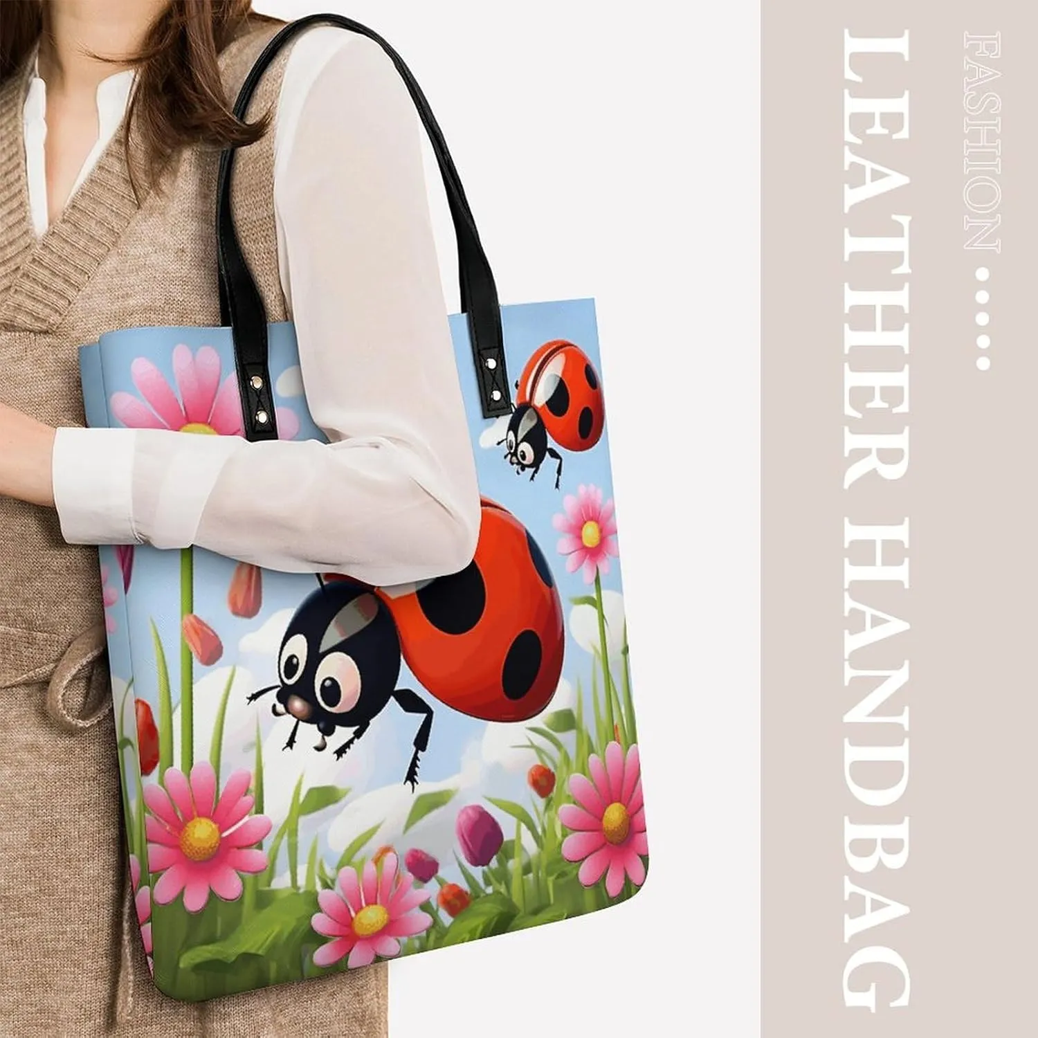 Leather Handbag for Women Tote Bag with Magnetic Buckle Violin Sheet Music Crossbody Bag Shoulder Bag
