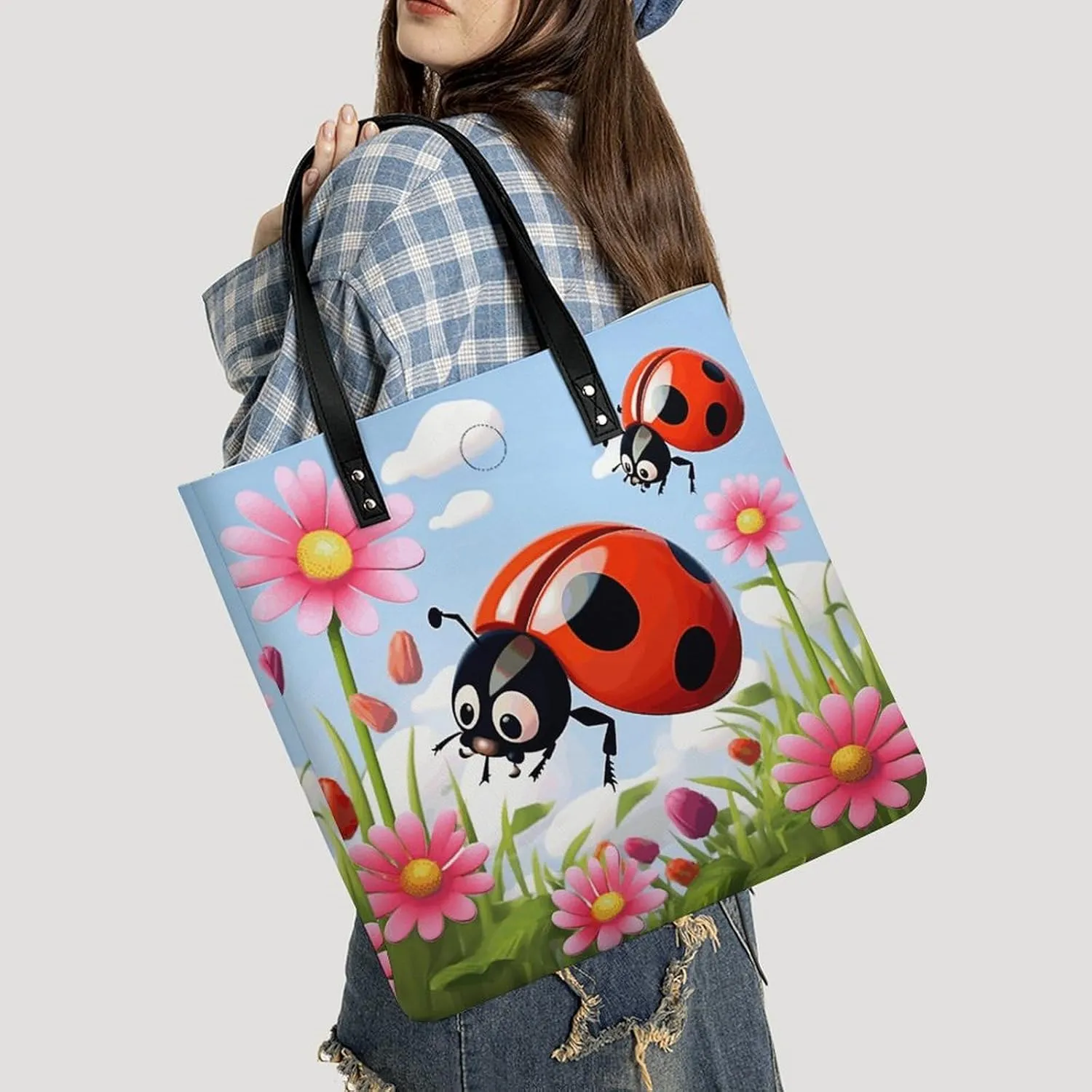 Leather Handbag for Women Tote Bag with Magnetic Buckle Violin Sheet Music Crossbody Bag Shoulder Bag