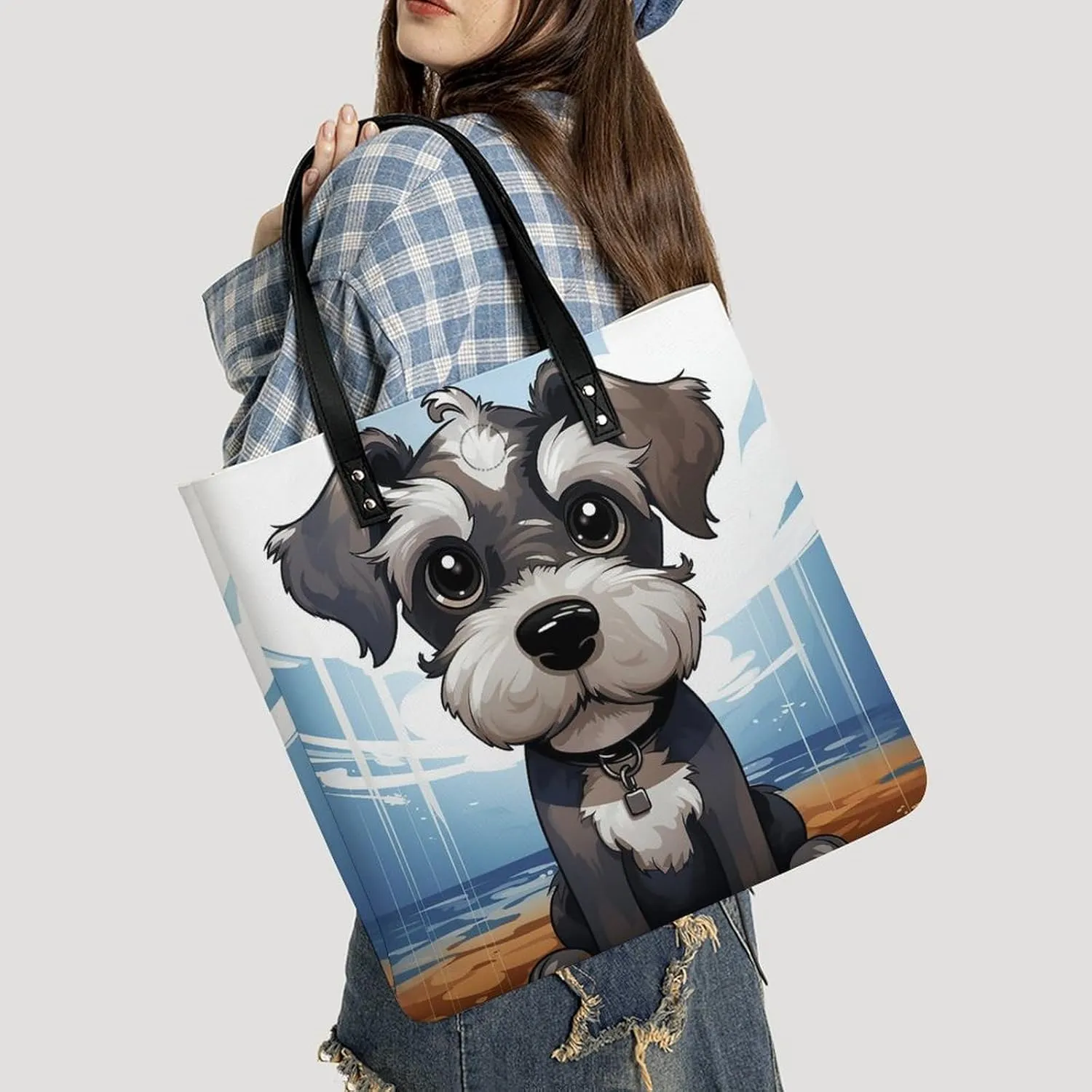 Leather Handbag for Women Tote Bag with Magnetic Buckle Wildlife Spider Crossbody Bag Shoulder Bags