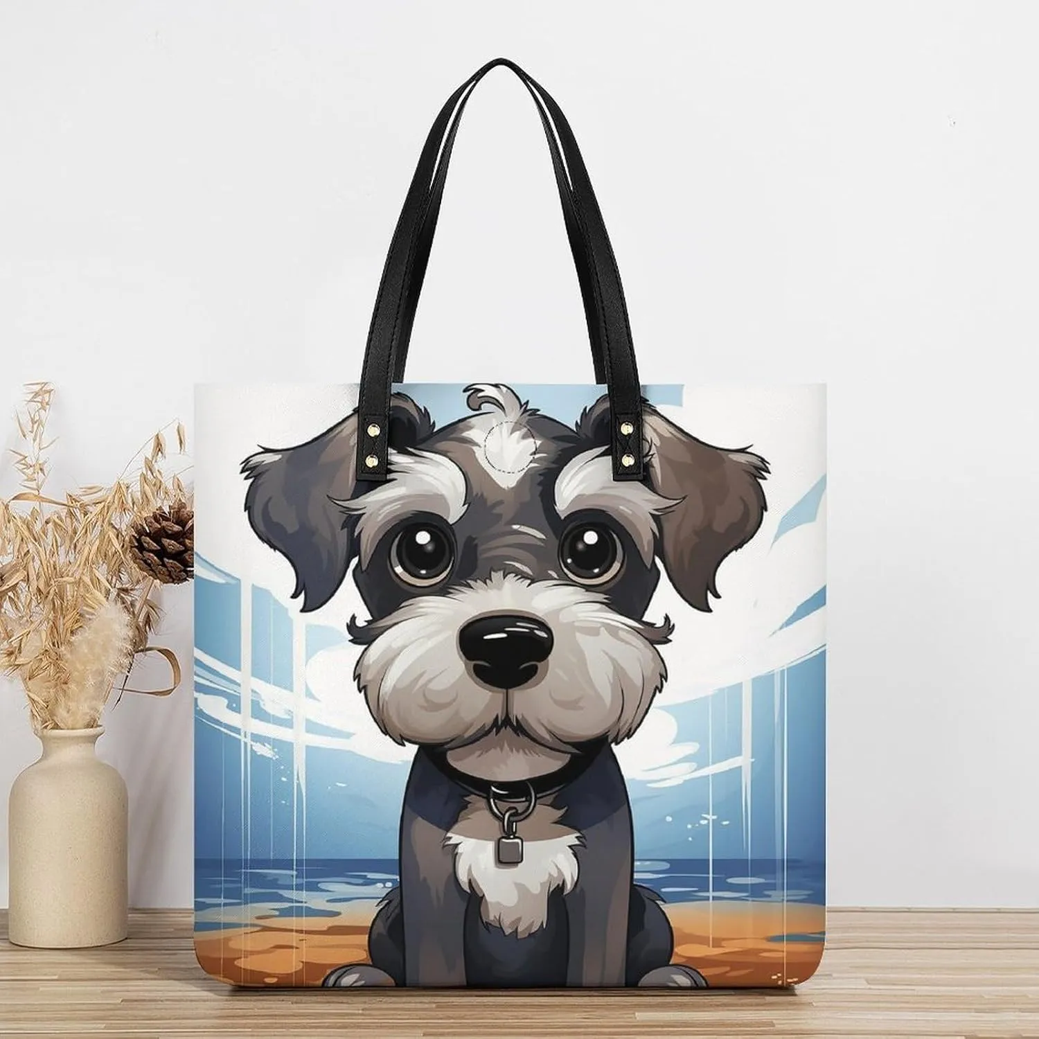 Leather Handbag for Women Tote Bag with Magnetic Buckle Wildlife Spider Crossbody Bag Shoulder Bags