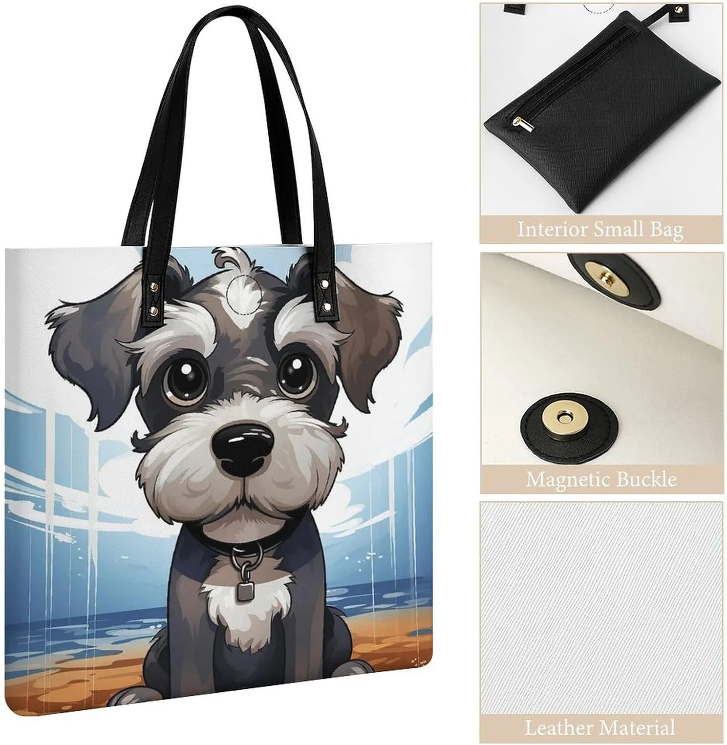 Leather Handbag for Women Tote Bag with Magnetic Buckle Wildlife Spider Crossbody Bag Shoulder Bags