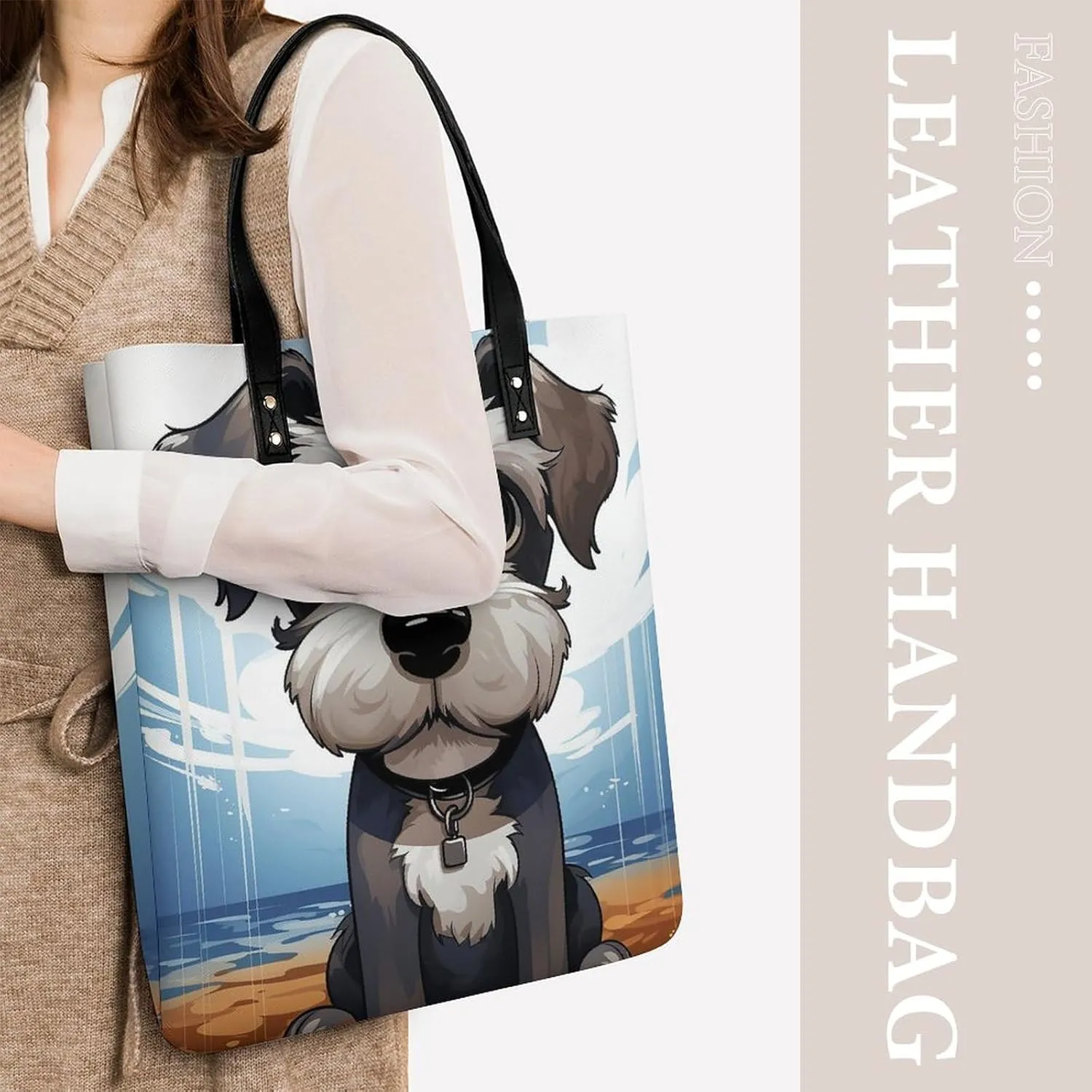 Leather Handbag for Women Tote Bag with Magnetic Buckle Wildlife Spider Crossbody Bag Shoulder Bags