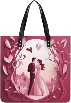 Leather Handbag Waterproof Shoulder Bag Valentine's Day Paper Cut Tote Purses Large Travel Tote Bags for Women