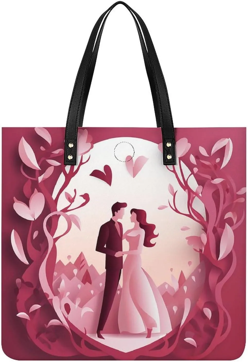 Leather Handbag Waterproof Shoulder Bag Valentine's Day Paper Cut Tote Purses Large Travel Tote Bags for Women