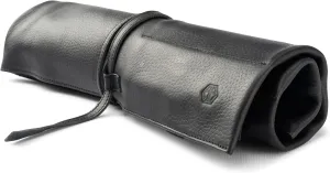 Leather Knife Roll Bag for Chef`s - Premium Knife Roll Case made of Genuine Water-Buffalo Leather, knives storage Bosse (black)