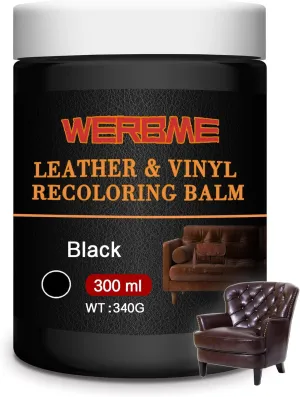 Leather Recoloring Balm & Color Restorer - 10OZ Multipurpose Dye & Paint for Faded Leather Couches, Car Seats, Shoes | Fix Scratches on Clothing, Furniture & Accessories(Black)