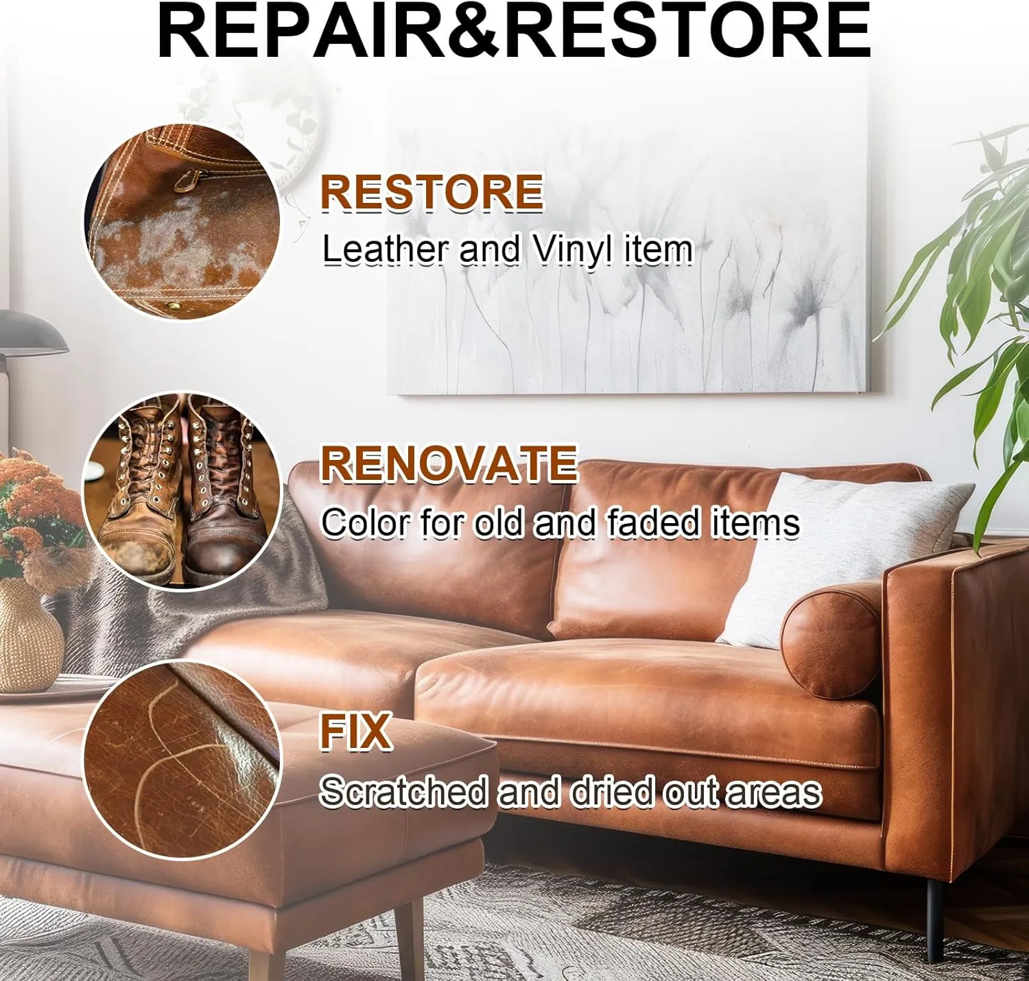 Leather Recoloring Balm Set,Leather Cleaner Restore Conditioner Mink Oil for Leather Repair Kit for Furniture Couches -Revives Repairs Scratches Leather Dye Furniture Polish (Maroon)