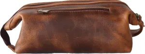 Leather Toiletry Bag for Men, Handmade Genuine Leather Wire Toiletry Bag, Bathroom Organizer Shaving Dopp kit, Cosmetic Bag for Men and Women, Makeup Bag (4 Antique Tan)