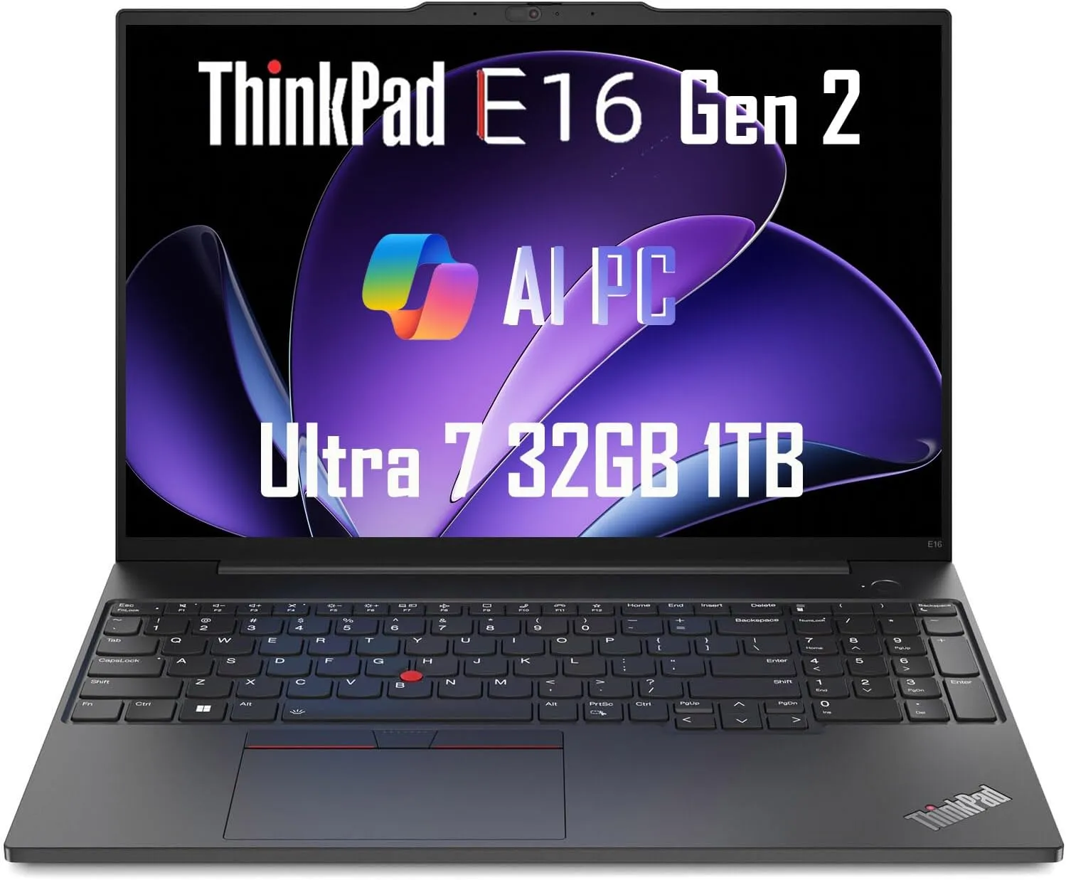 Lenovo ThinkPad E16 Gen 2 Business Laptop (16" FHD  Anti-Glare, Intel Core Ultra 7 155U (Beat i7-1355U), 32GB DDR5 RAM, 1TB SSD) Fingerprint, Backlit, Webcam, Ethernet, Win 11 Pro, 2025 AI PC, Black