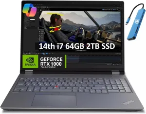 Lenovo ThinkPad P16 Gen 2 Mobile Workstation (16" FHD  100% sRGB, Intel 20-Core i7-14700HX, 64GB DDR5, 2TB SSD, NVIDIA RTX 1000 Ada) Laptop for Engineer, Architect, 1080P Webcam, IST HUB, Win 11 Pro