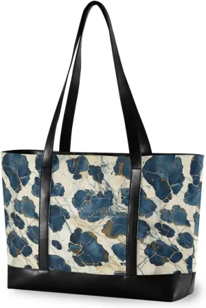 Leopard Obsidian Dark Blue Beige Gold simple briefcase bag for women with zipper tote bags for work with commuter estuche para laptop 14 pulgadas